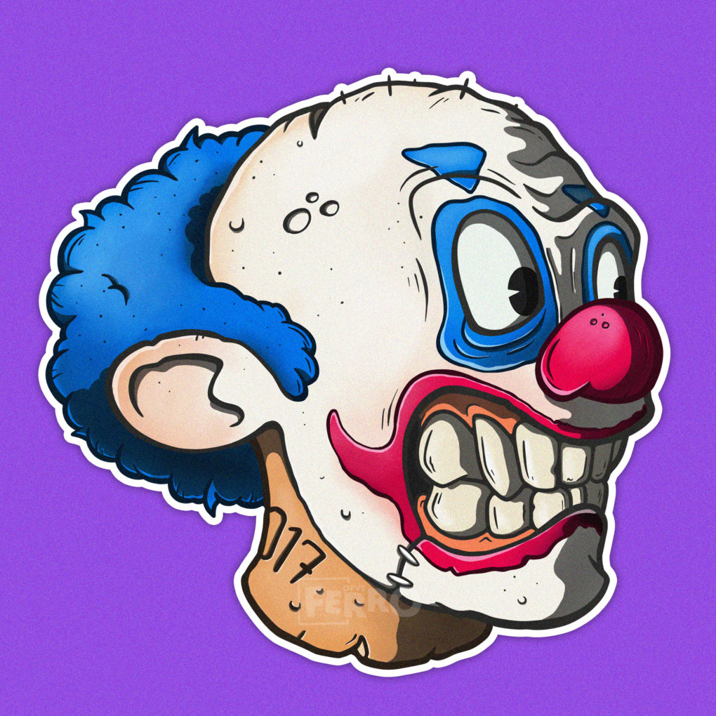 zombo #17 testa di zombie clown Ferruccio carubini